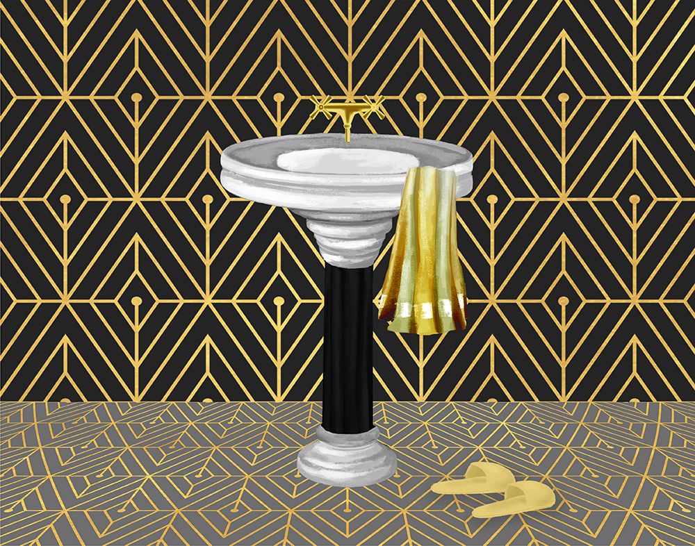 Black and Gold Geo Sink art print by Conrad Knutsen for $57.95 CAD