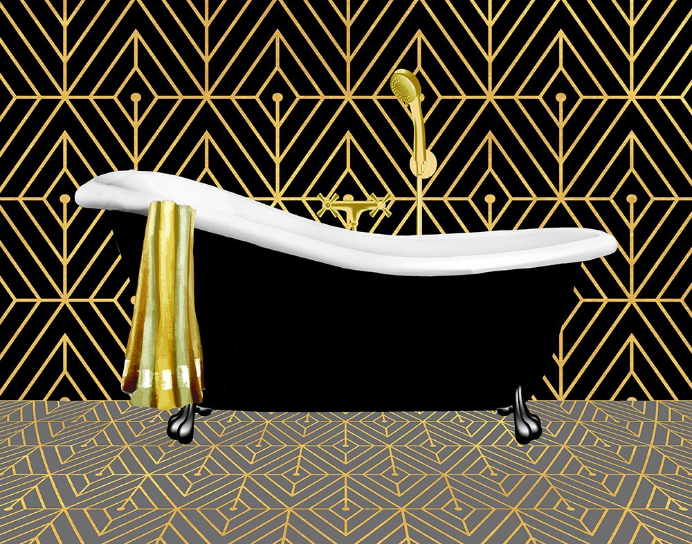 Black and Gold Geo Tub art print by Conrad Knutsen for $57.95 CAD