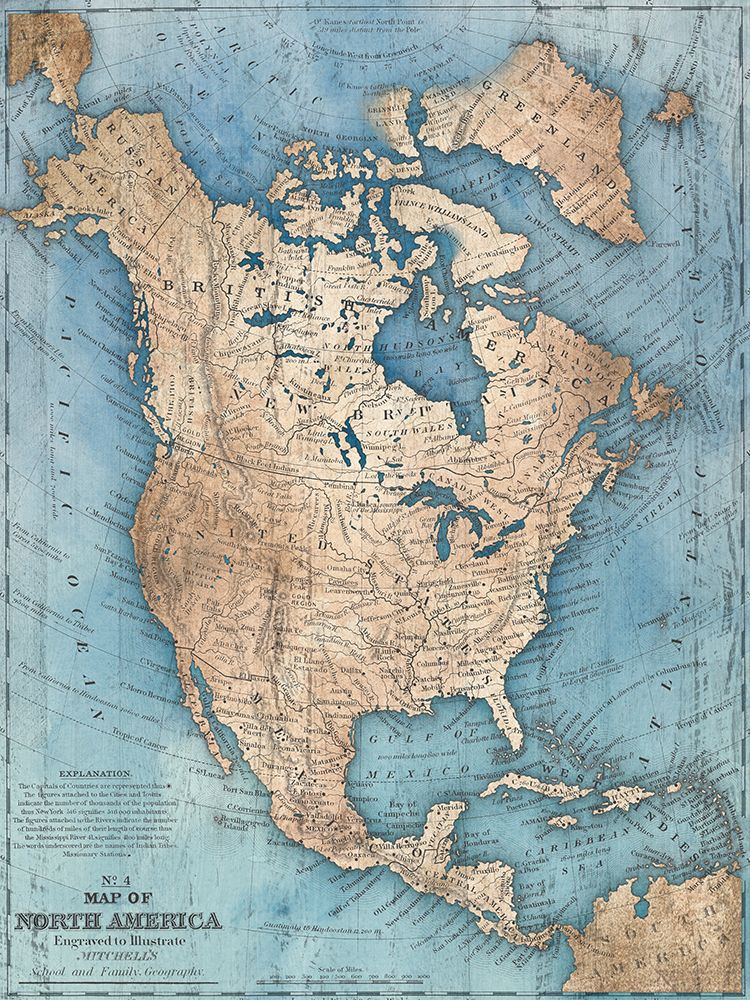 North American Map art print by Susan Arnot for $57.95 CAD