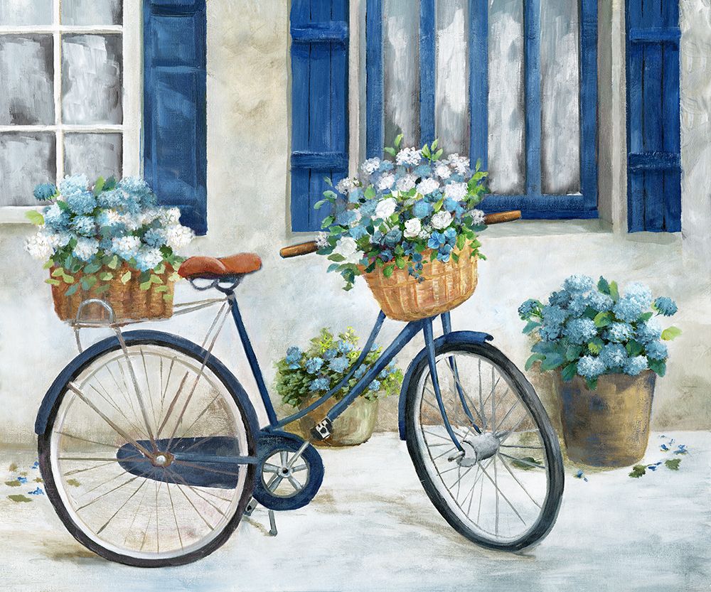 Blue Floral Bike art print by Nan for $57.95 CAD