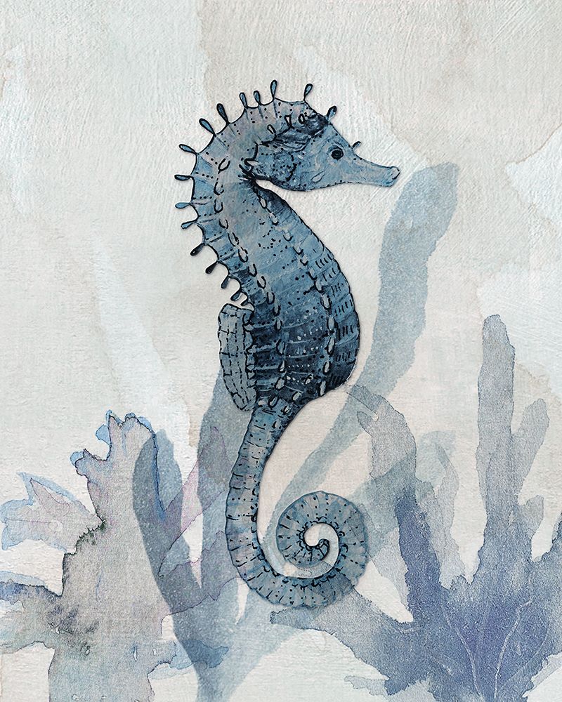 Seahorse in Blue I art print by Susan Jill for $57.95 CAD