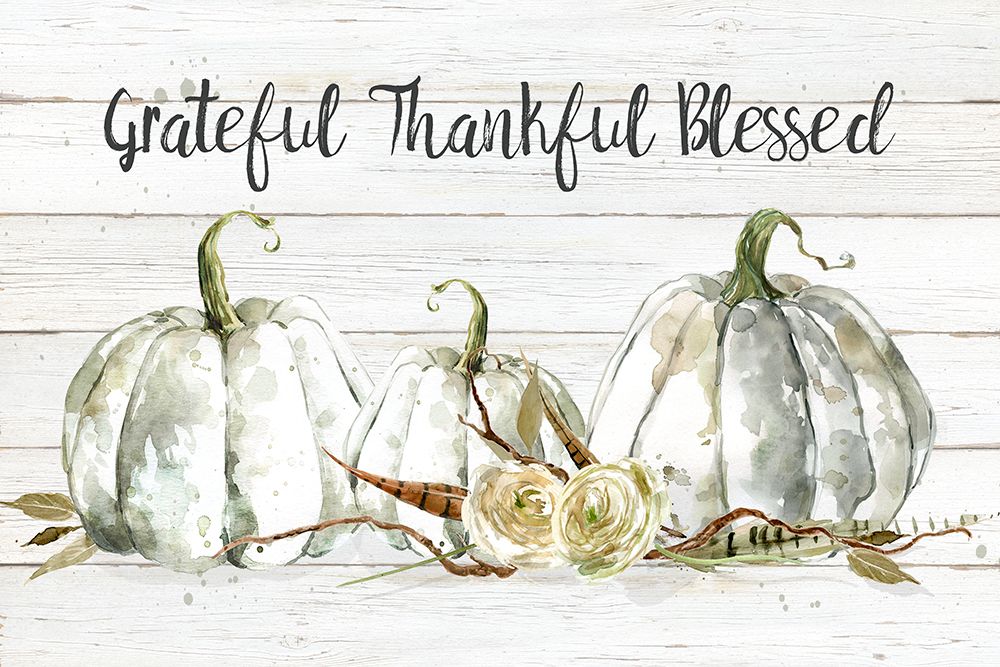 Grateful Thankful Blessed Pumpkins art print by Carol Robinson for $57.95 CAD