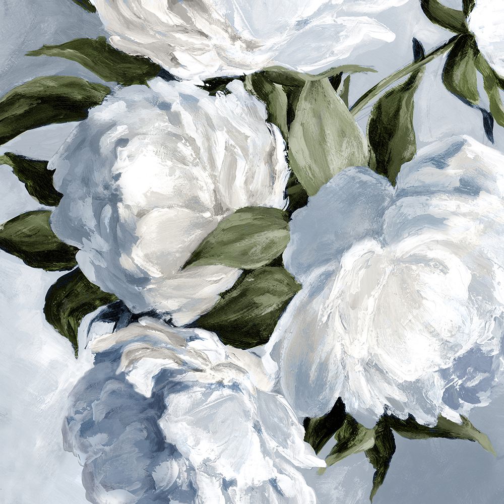 Soft White Blooms and Green Leaves art print by Alex Black for $57.95 CAD