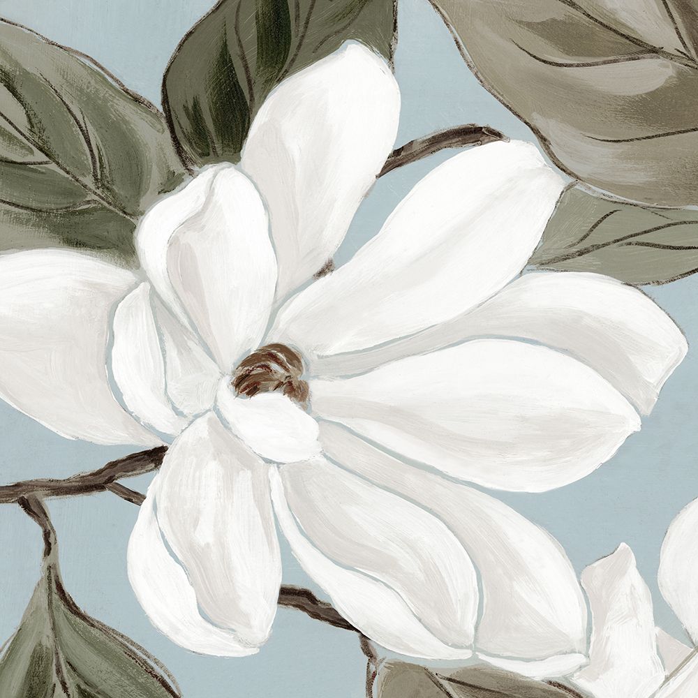 Soft Magnolia Bloom in Gentle Blue art print by Alex Black for $57.95 CAD