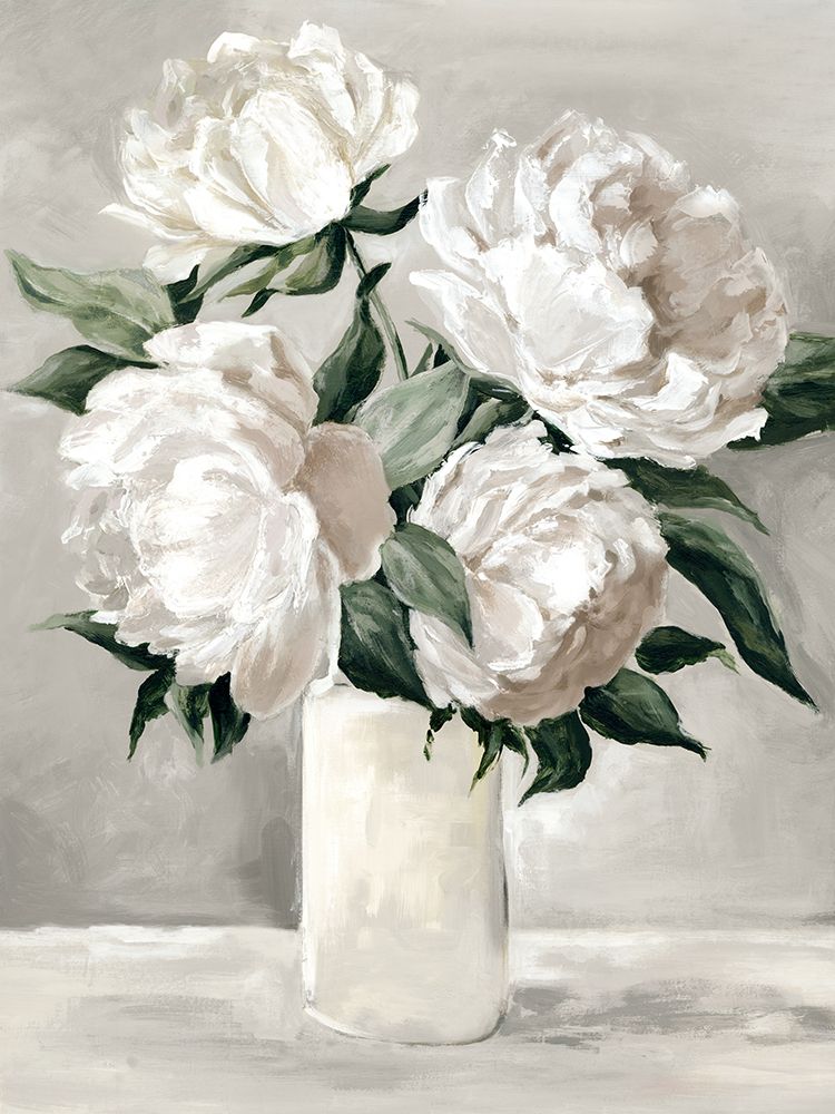 Cream Peonies in White Vase art print by Alex Black for $57.95 CAD