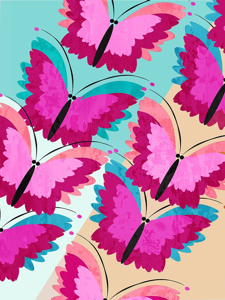 Retro Pink Butterflies art print by Casa Cartissi for $57.95 CAD