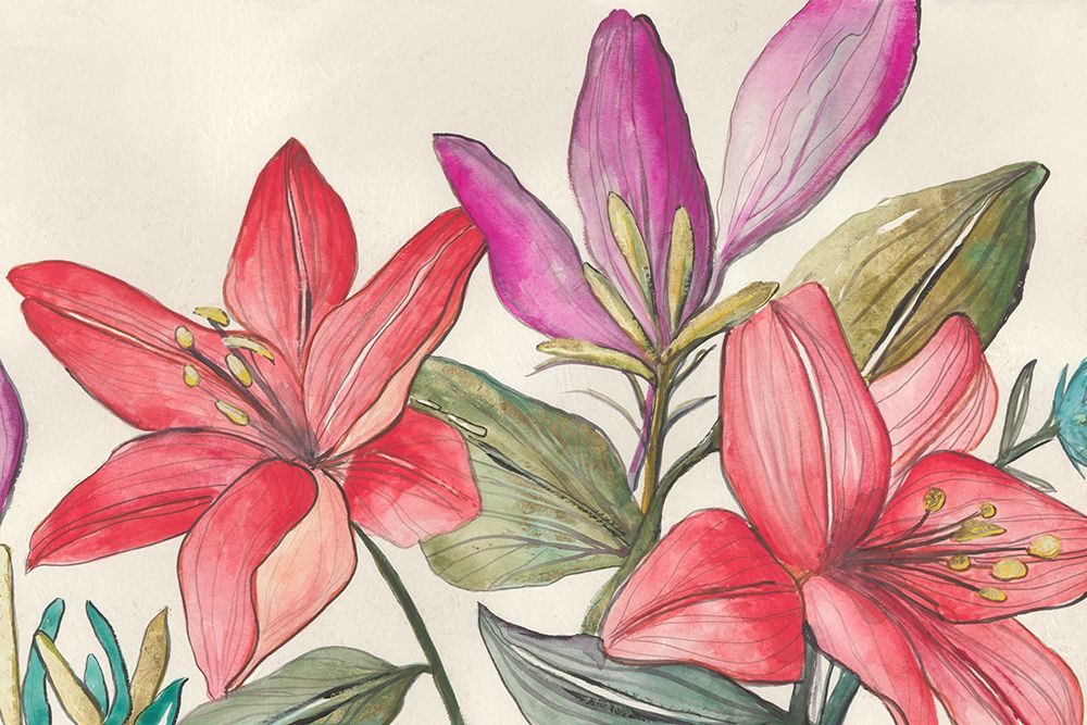 Bright Red Flora art print by Jacob Q for $57.95 CAD