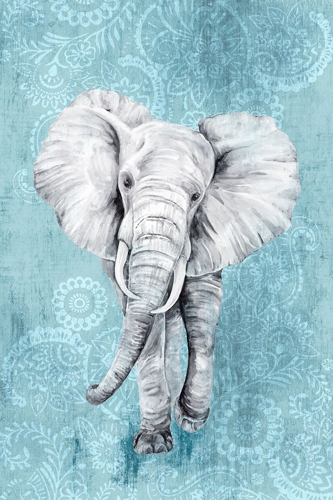 Blue Paisley Elephant  art print by Eva Watts for $57.95 CAD