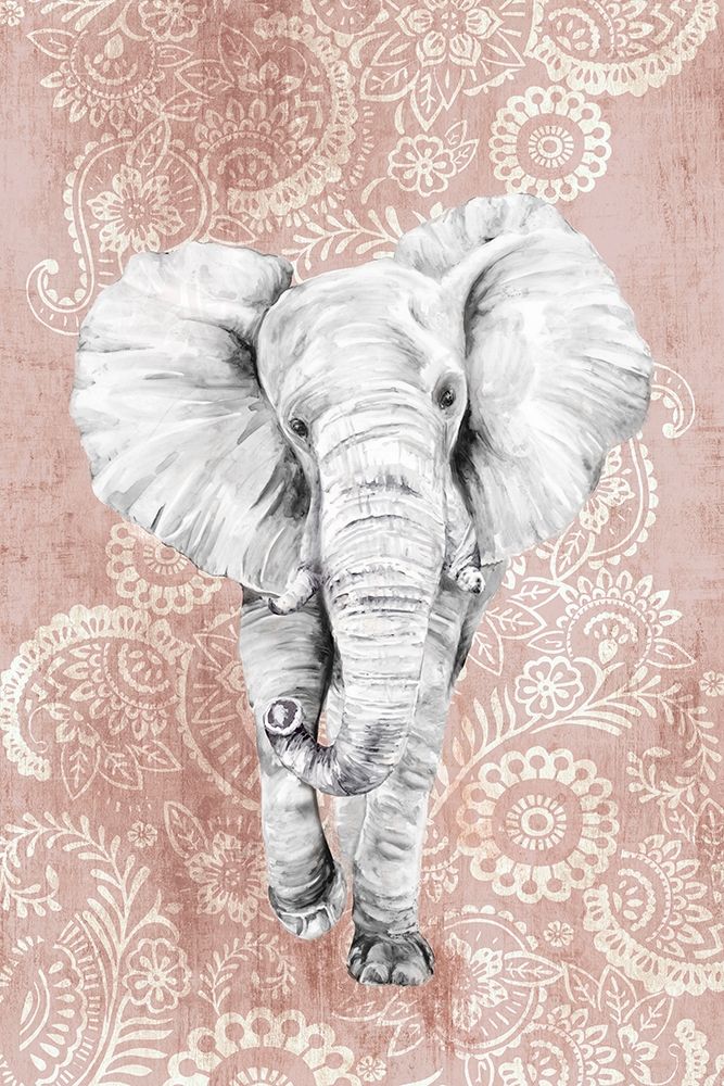 Pink Paisley Elephant  art print by Eva Watts for $57.95 CAD