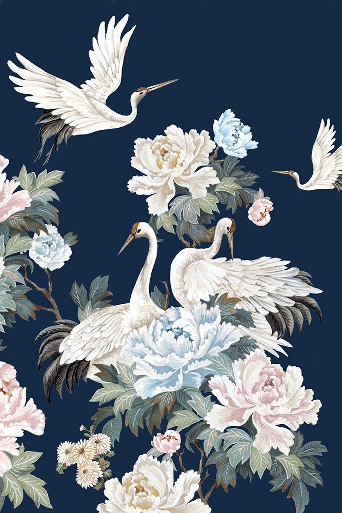 Pearly White Cranes II art print by Eva Watts for $57.95 CAD