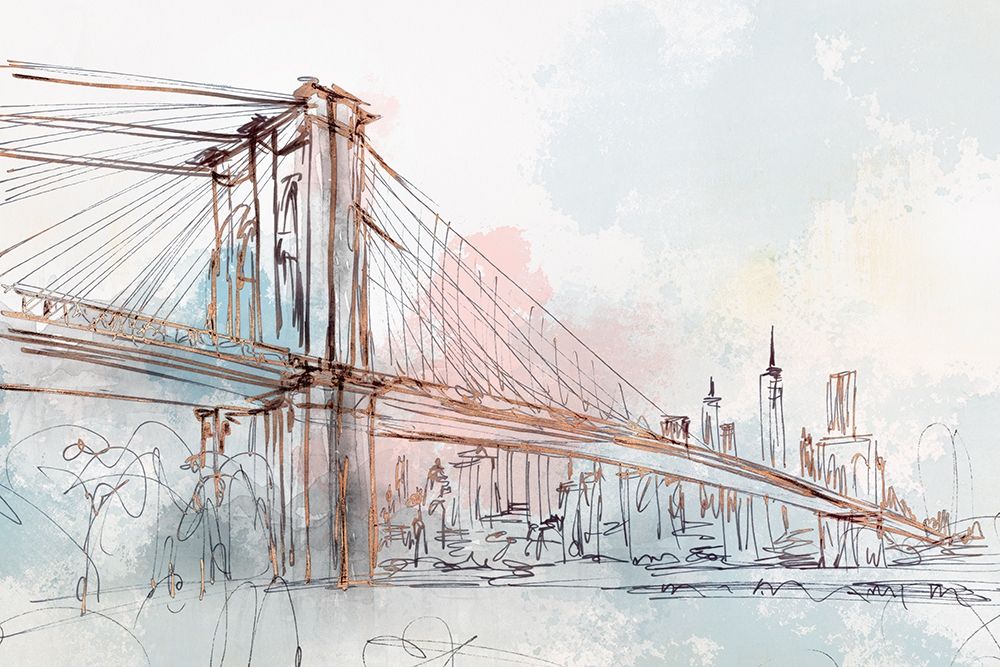 Blushing Brooklyn Bridge art print by Isabelle Z for $57.95 CAD