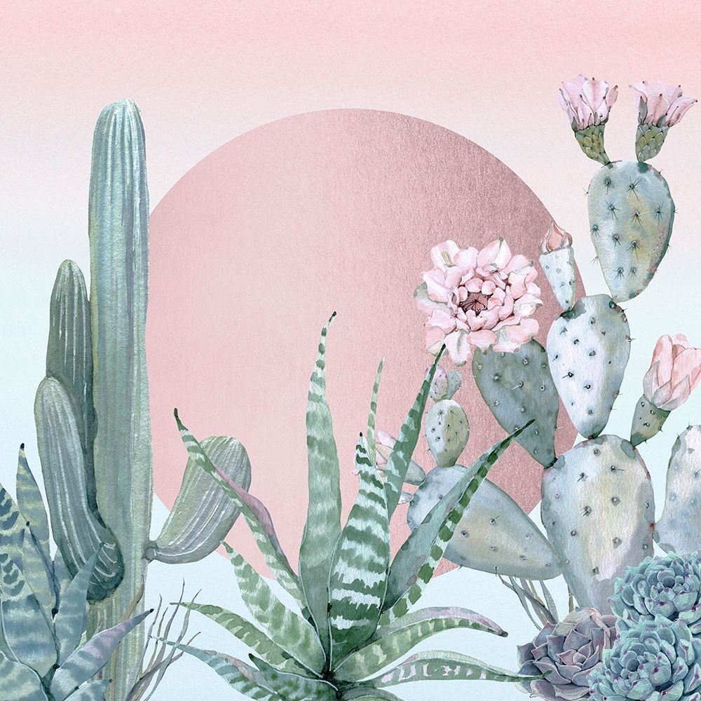 Desert Sunset Cactuses and Succulents art print by Nature Magick for $57.95 CAD