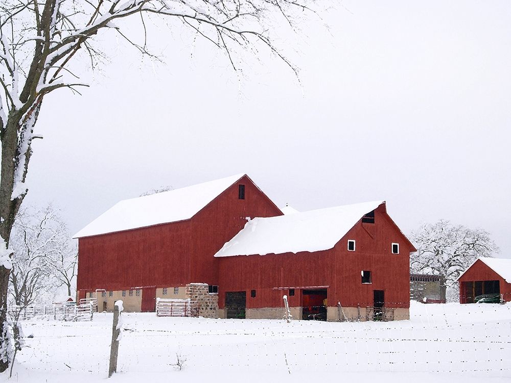Red Winter Barn  art print by Gerry Wilson for $57.95 CAD