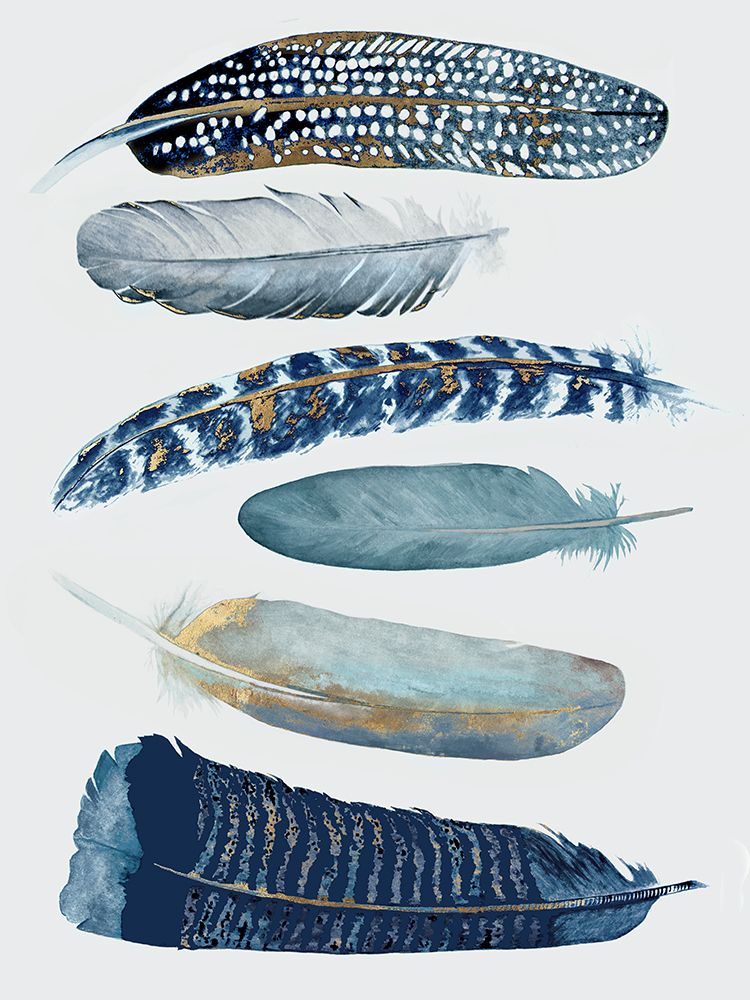 Blue And Gold Feathers II art print by Jodi Hatfield for $57.95 CAD
