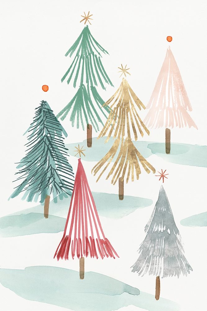 Christmas Trees I art print by PI Studio for $57.95 CAD