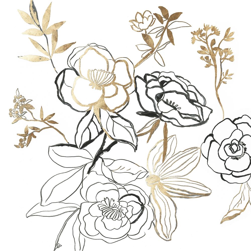 Black and Gold Florals  art print by Asia Jensen for $57.95 CAD