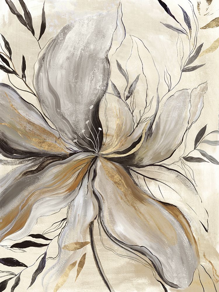 Gold Charcole Flower II art print by Asia Jensen for $57.95 CAD