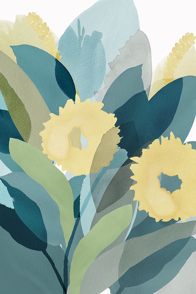 Yellow Teal Floral III art print by Flora Kouta for $57.95 CAD