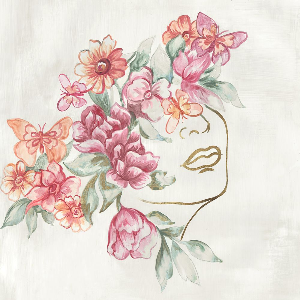 Face And Flowers I art print by Lera for $57.95 CAD