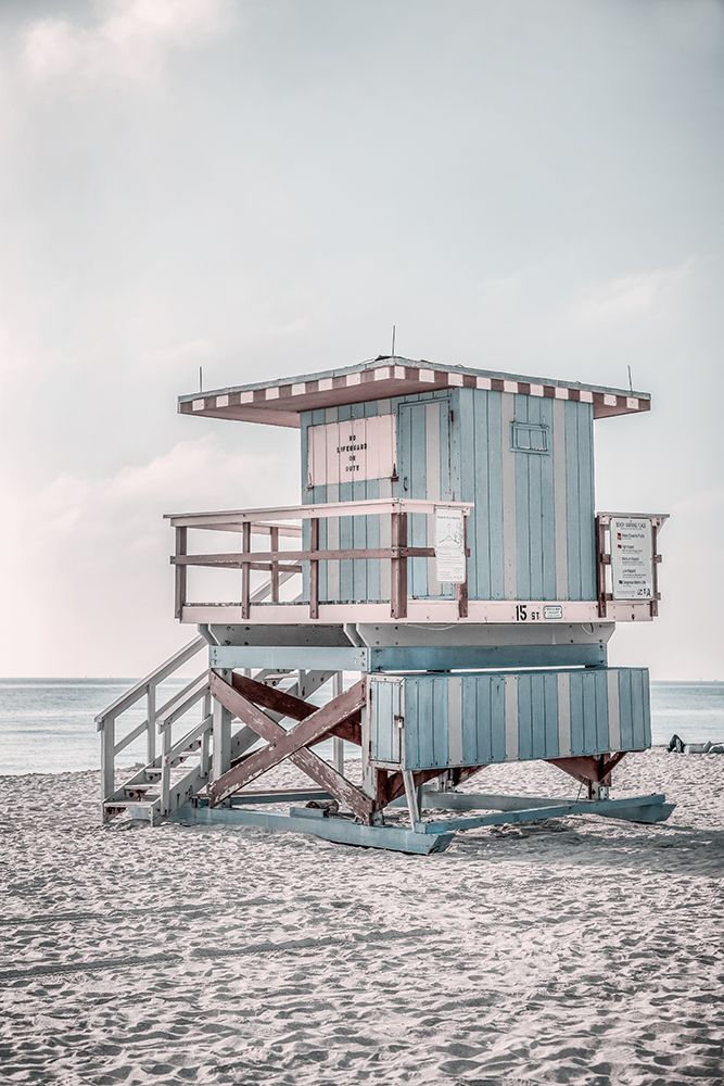 Miam Blue Beach Lifeguard Tower  art print by Andrea Haase for $57.95 CAD