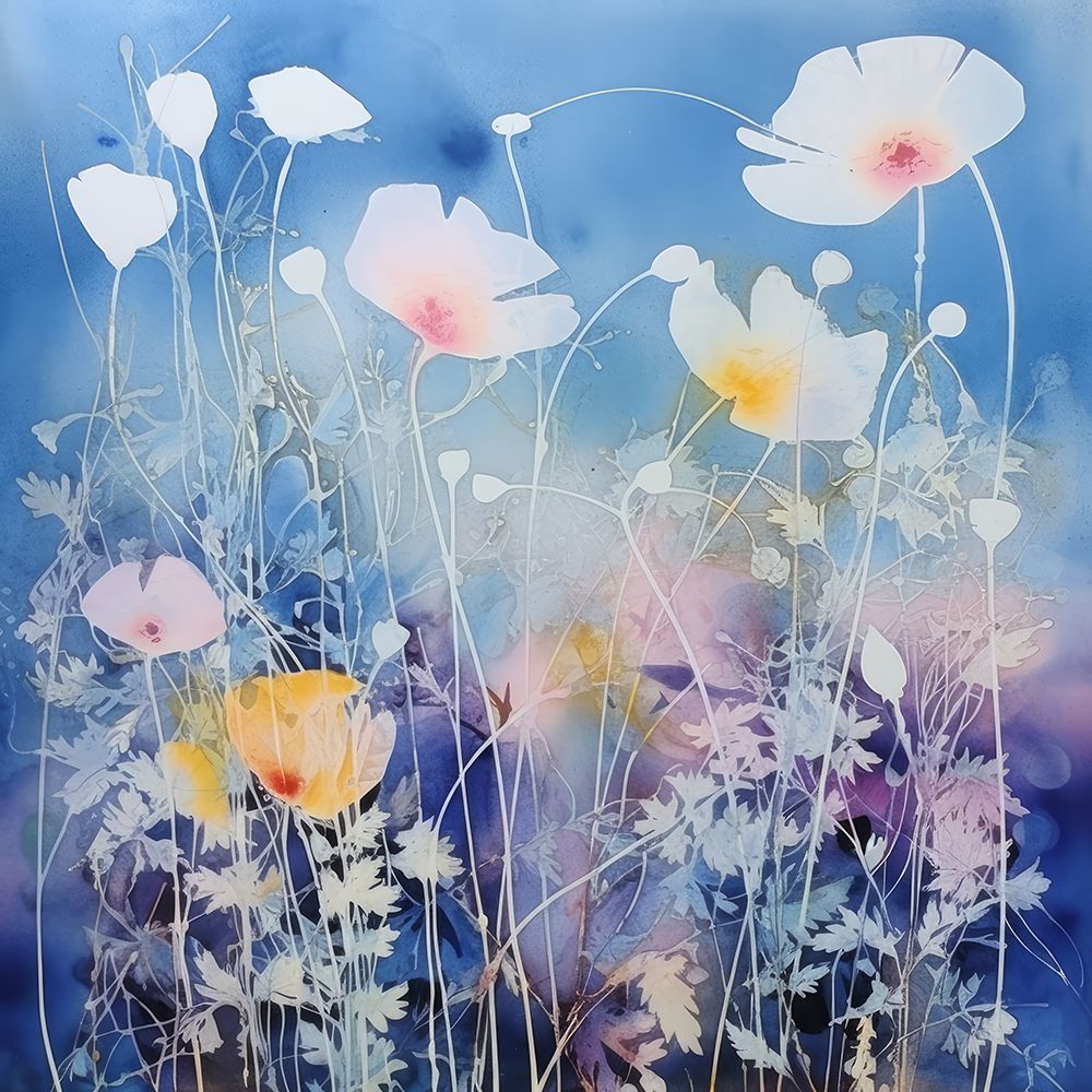 Tranquil Blue Floral Elegance II art print by Irena Orlov for $57.95 CAD