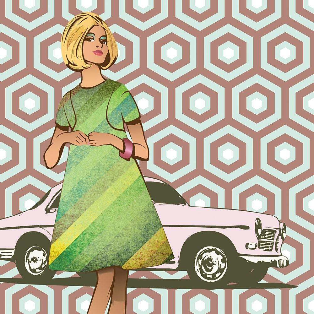 Girl With Car art print by Sammy Pazzio for $57.95 CAD