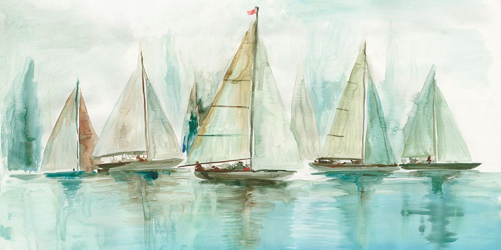 Blue Sailboats I  art print by Allison Pearce for $57.95 CAD