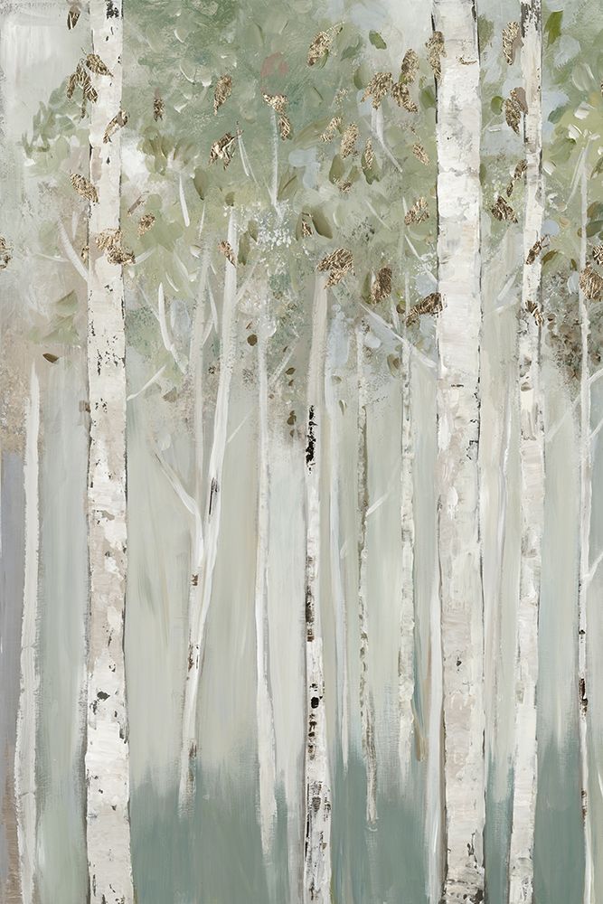 Whispering Green Birch Forest I art print by Allison Pearce for $57.95 CAD