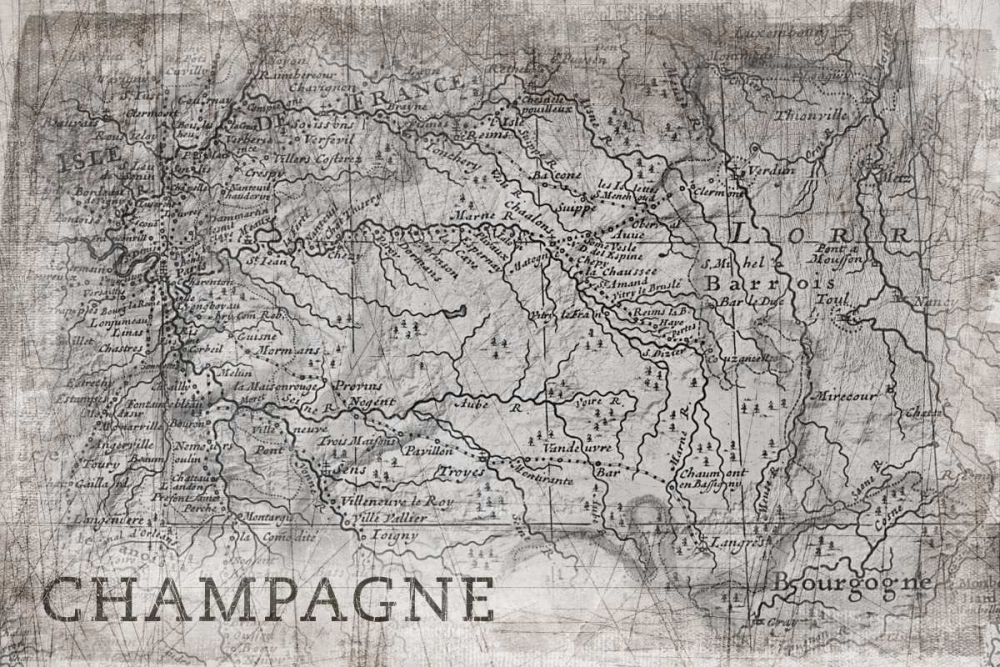 Champagne Map White art print by PI Galerie for $57.95 CAD