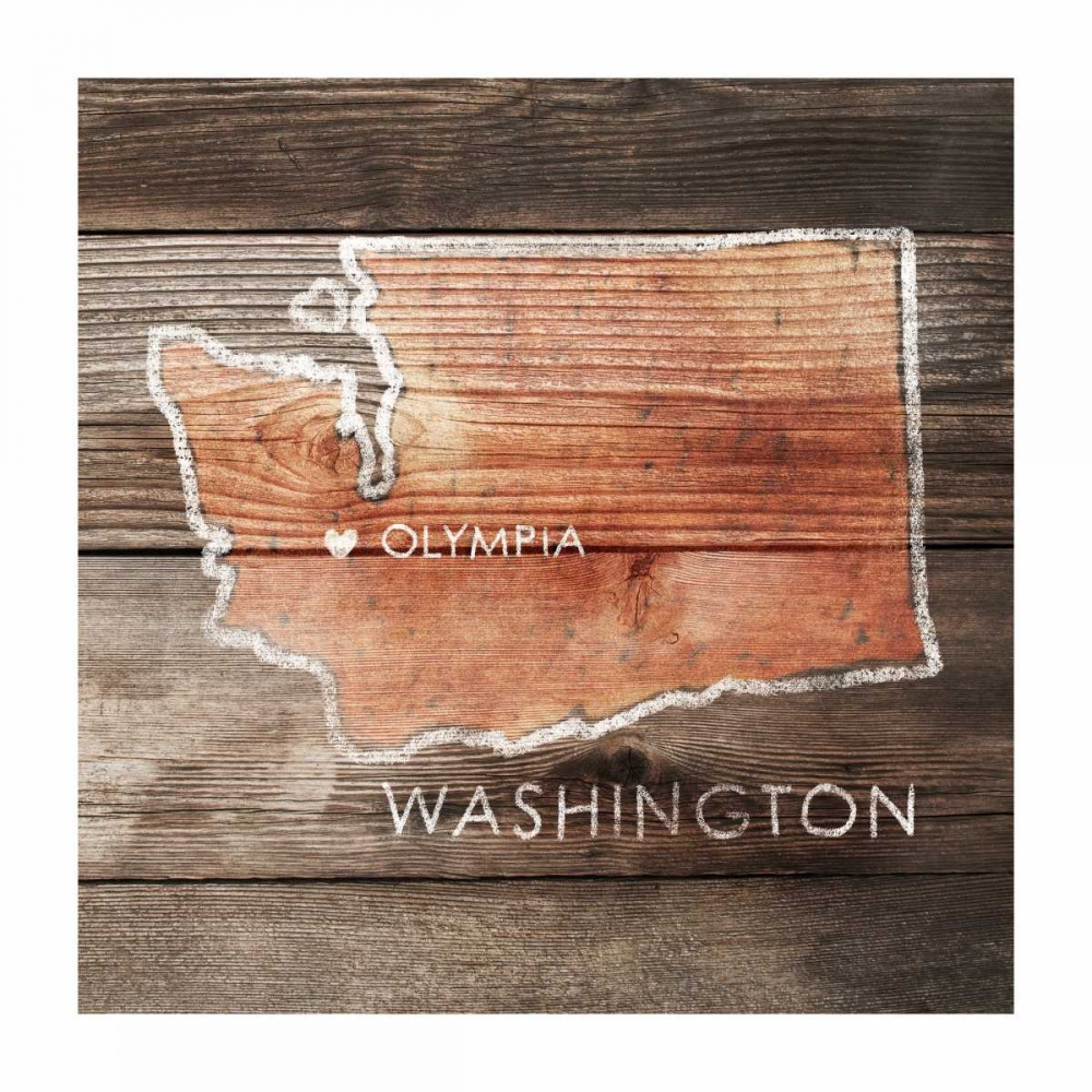 Washington Rustic Map art print by PI Galerie for $57.95 CAD