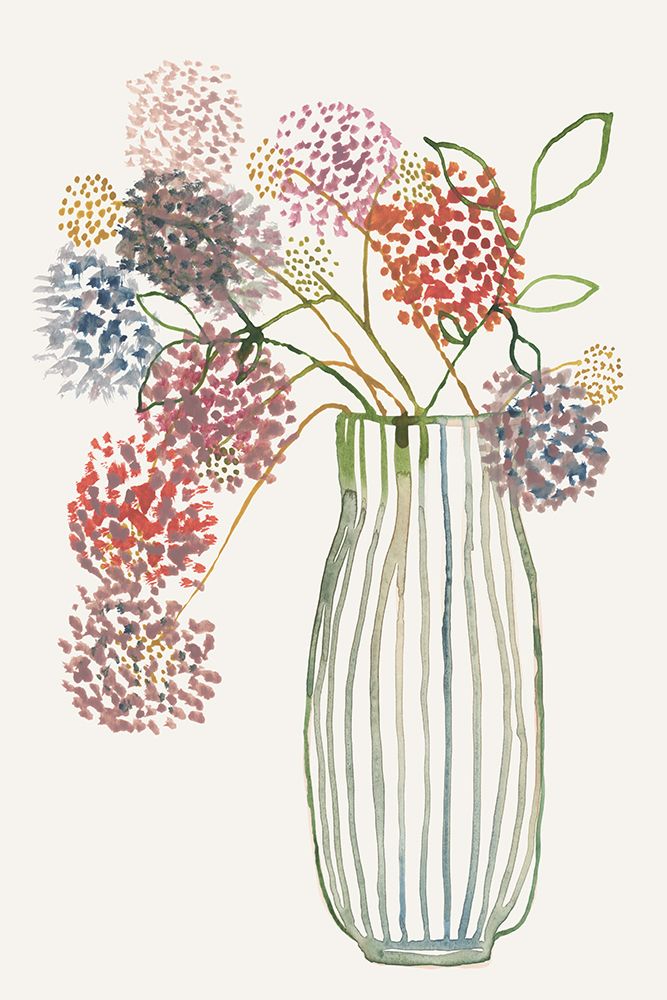 Soft Blossoms in Striped Vase I art print by Cartissi for $57.95 CAD