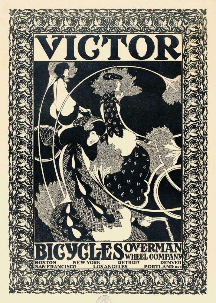 Victor Bicycles - vertical - monochrome art print by William Henry Bradley for $57.95 CAD
