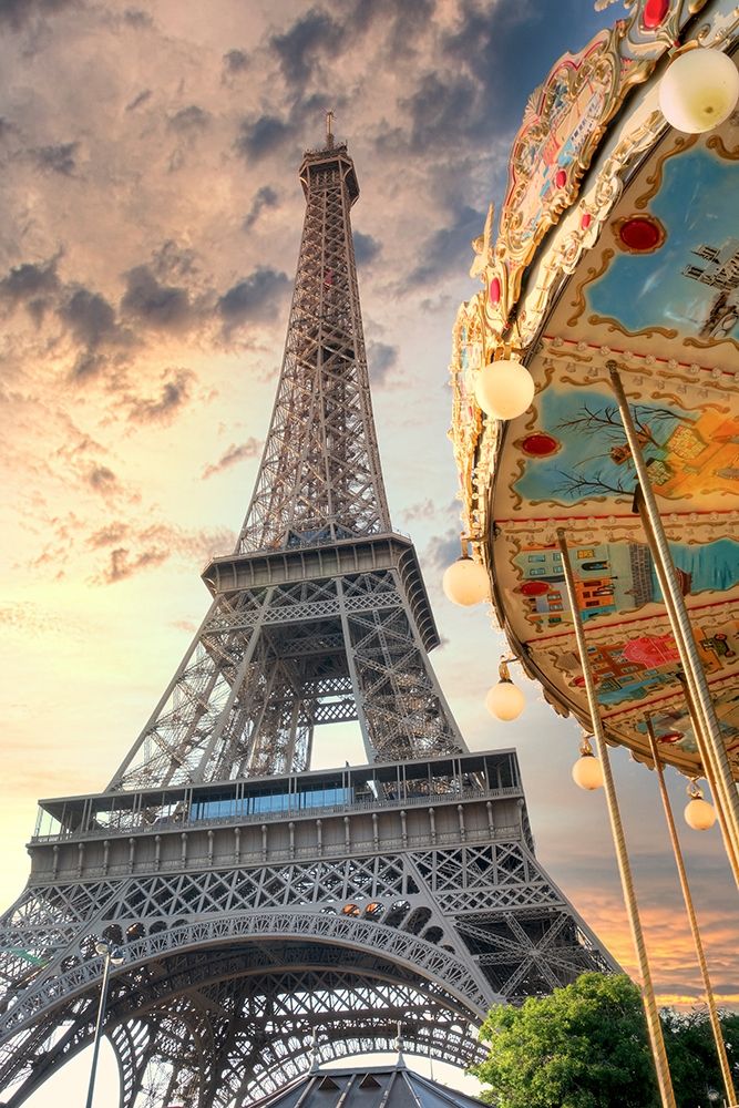 Eiffel Tower and Carousel I art print by Alan Blaustein for $57.95 CAD