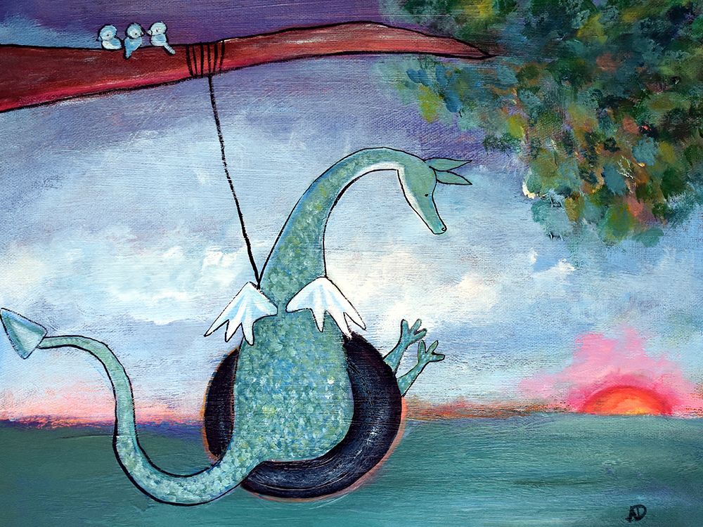 Dragon Swinging art print by Andrea Doss for $57.95 CAD