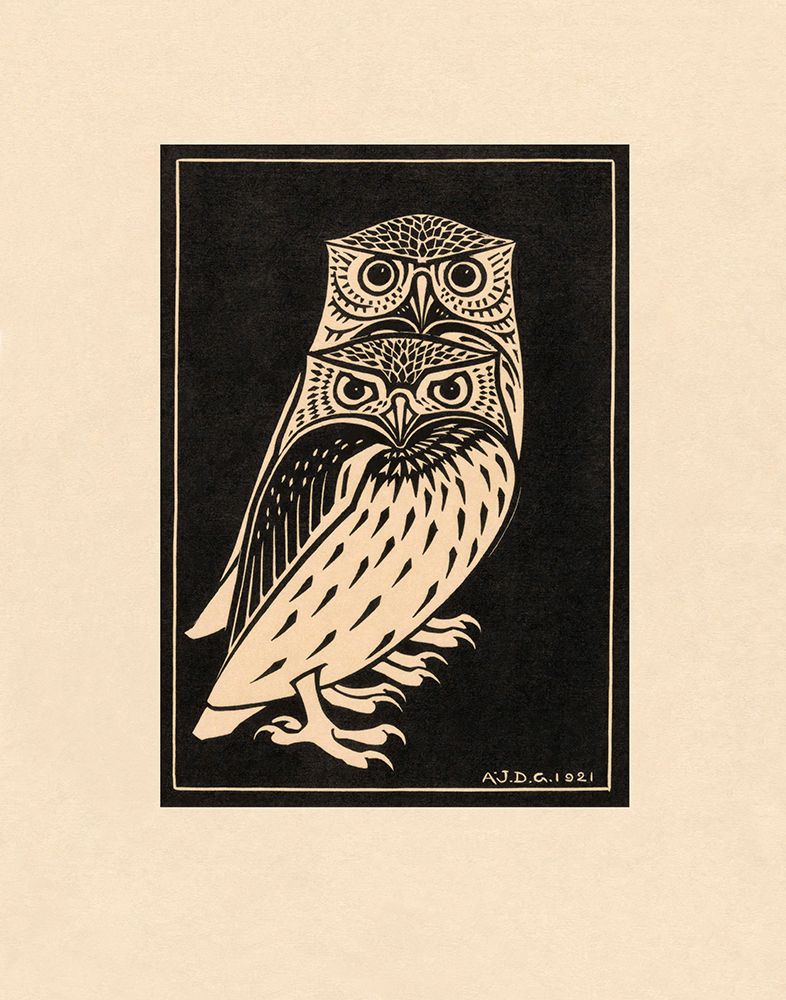Two Owls, 1921 art print by Julie De Graag for $57.95 CAD