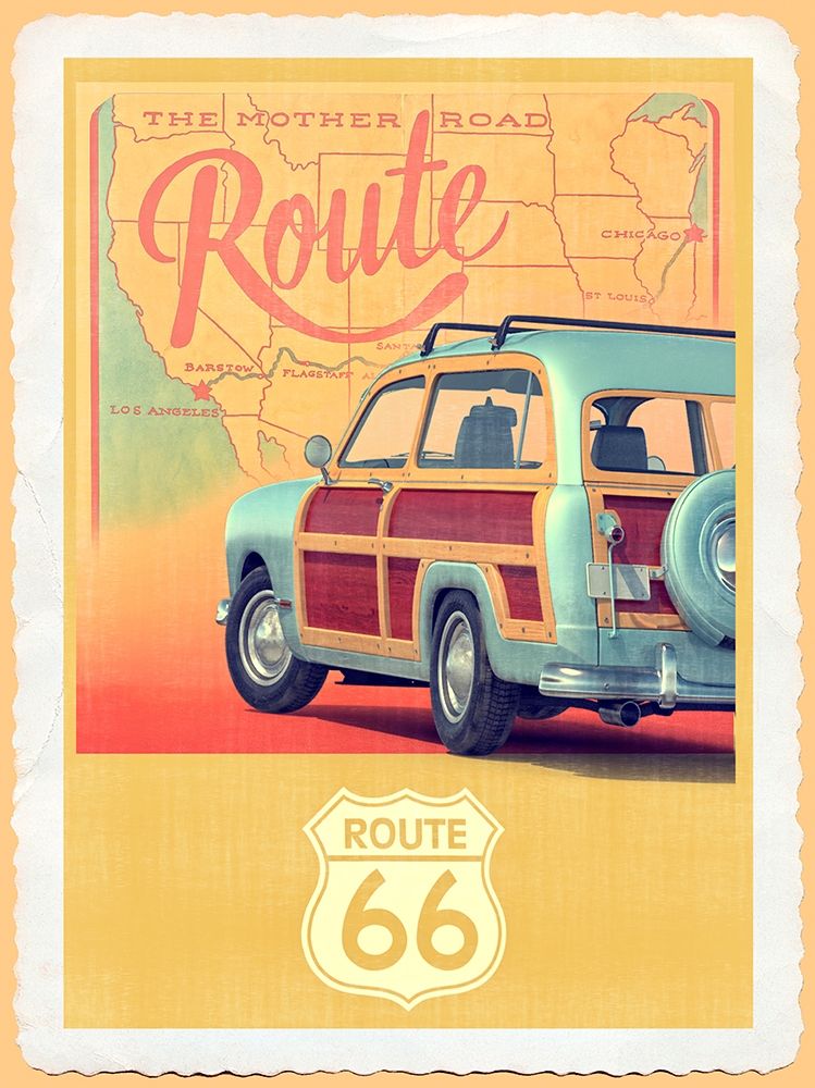 Route 66 Vintage Travel art print by Edward M. Fielding for $57.95 CAD