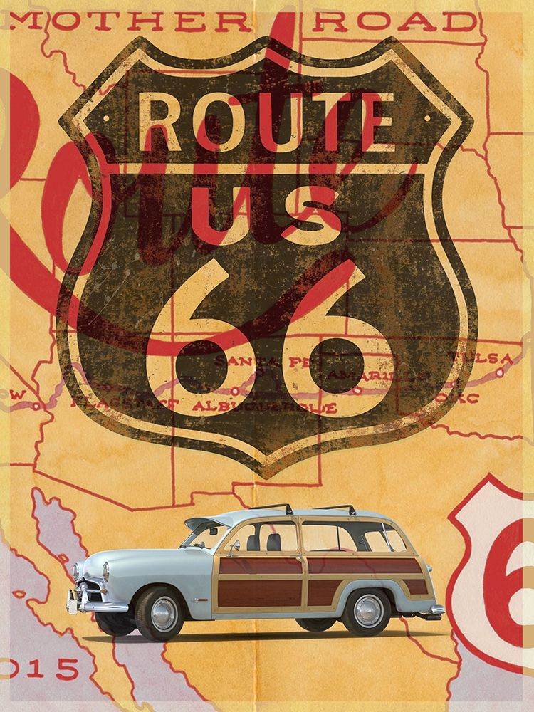 Route 66 Vintage Postcard art print by Edward M. Fielding for $57.95 CAD