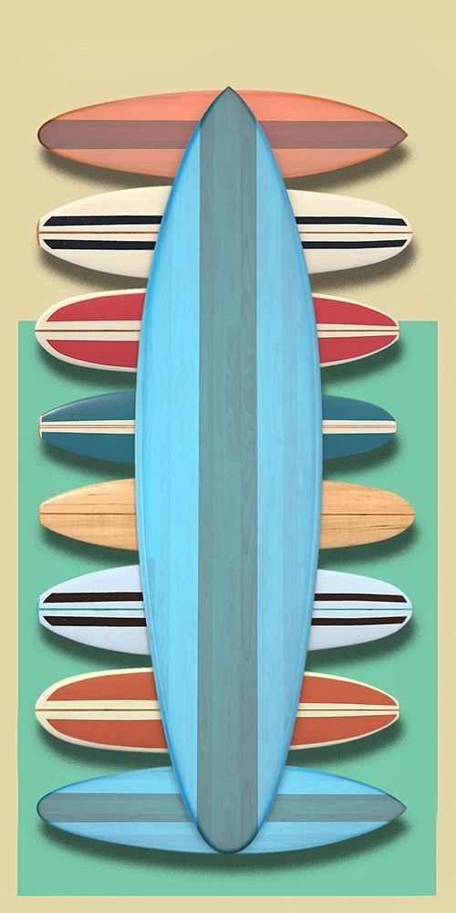 Surfboards - Red art print by Edward M. Fielding for $57.95 CAD