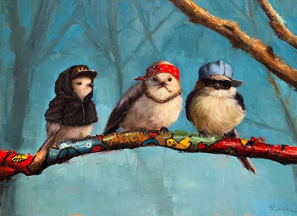 Birdz In Da Hood art print by Lucia Heffernan for $57.95 CAD