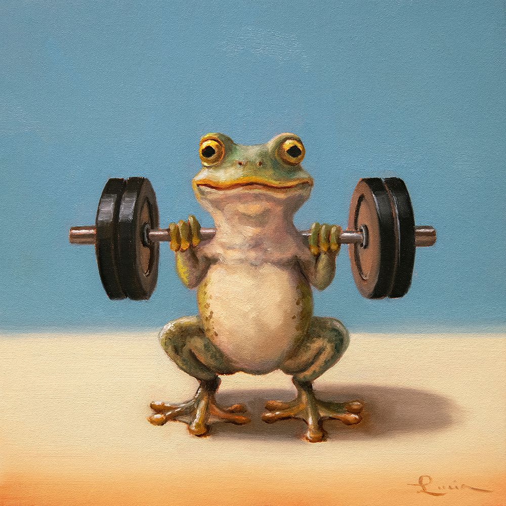 Gym Frog Back Squat art print by Lucia Heffernan for $57.95 CAD