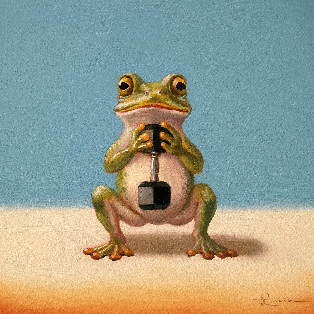 Gym Frog Goblet Squat art print by Lucia Heffernan for $57.95 CAD