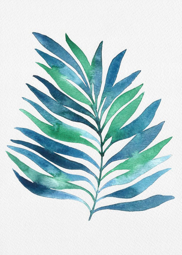 Blue and Green Watercolor Leaves 1 art print by Cami Juncos for $57.95 CAD
