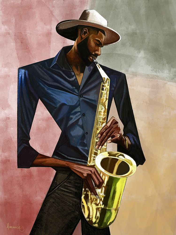 Sax Player art print by Manasseh Johnson Sr for $57.95 CAD