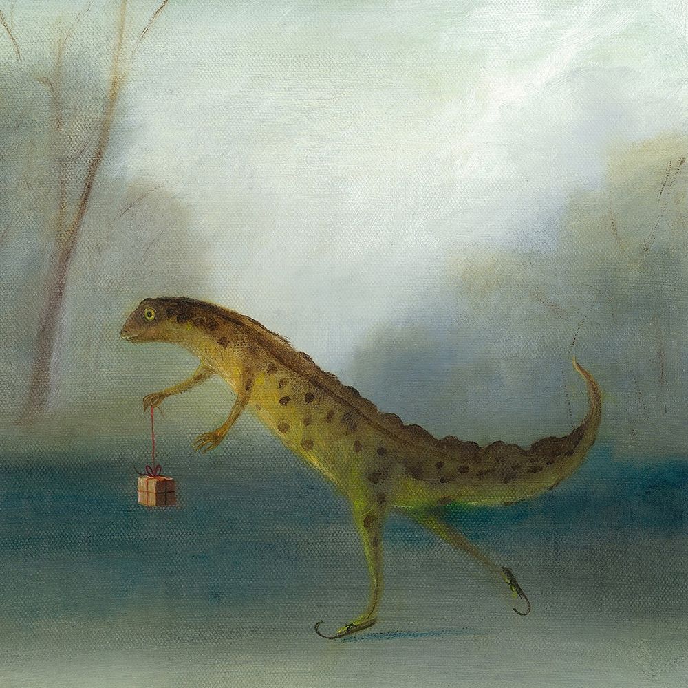 The Yuletide Newt art print by DD McInnes for $57.95 CAD