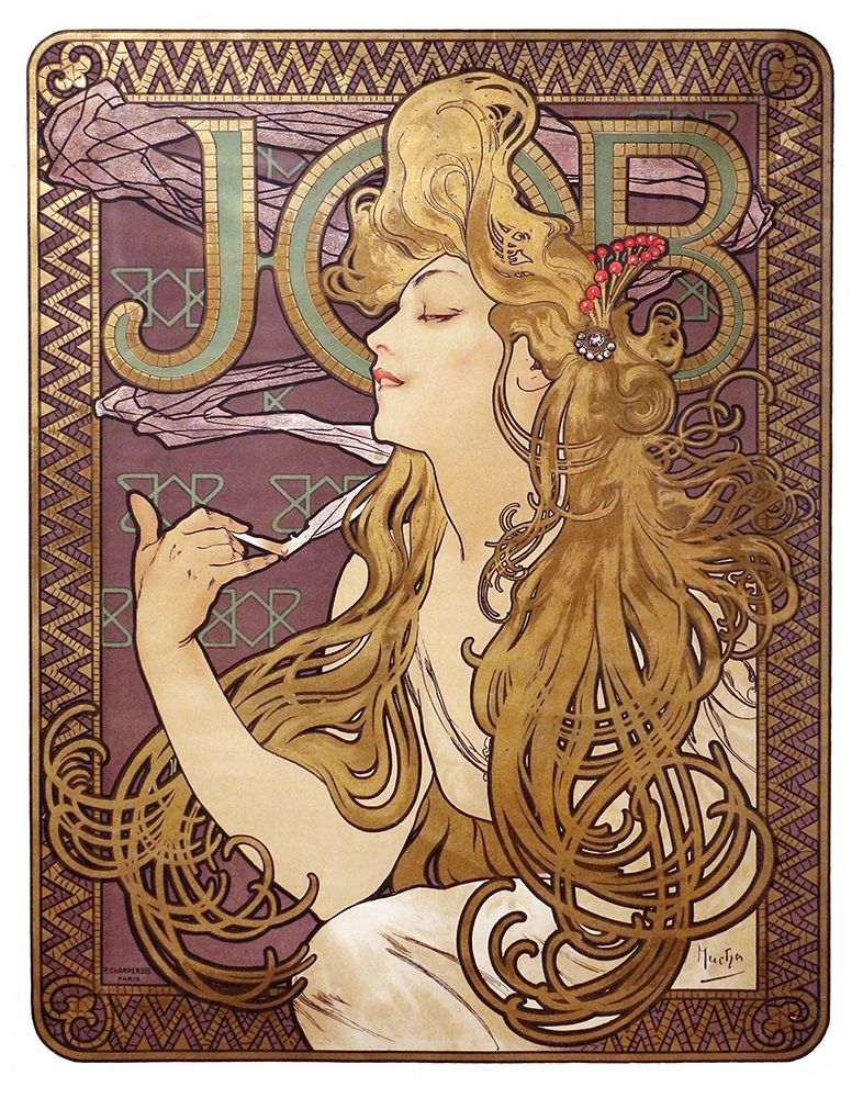 Job Cigarette Rolling Papers Advertisement, 1897 art print by Alphonse Mucha for $57.95 CAD
