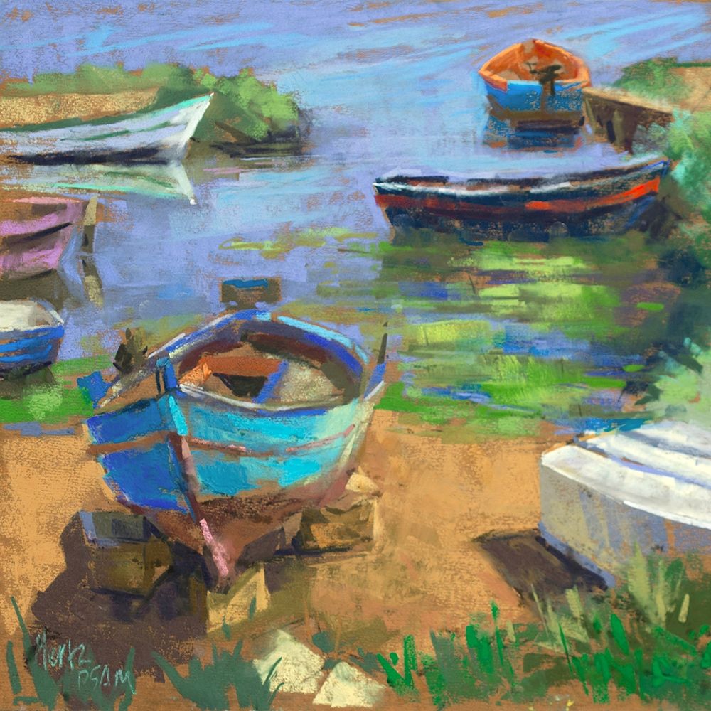 Fishing Boats in Marsala art print by Nancie King Mertz for $57.95 CAD