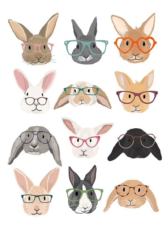 Rabbits in Glasses art print by Hanna Melin for $57.95 CAD