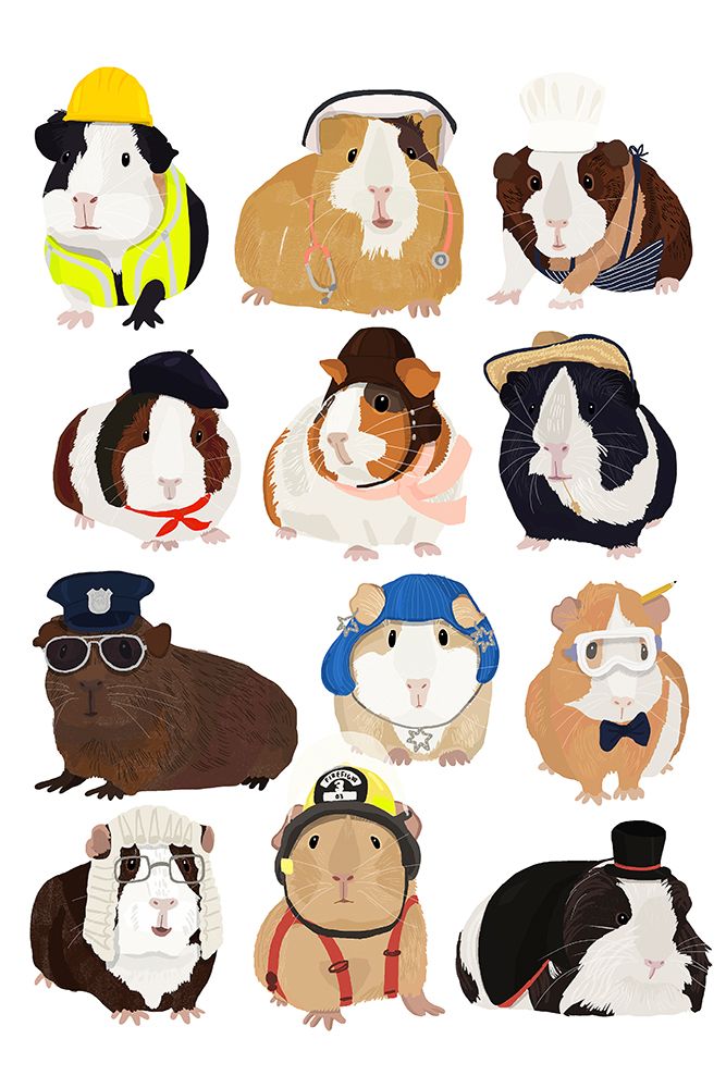 Guinea Pigs Working art print by Hanna Melin for $57.95 CAD