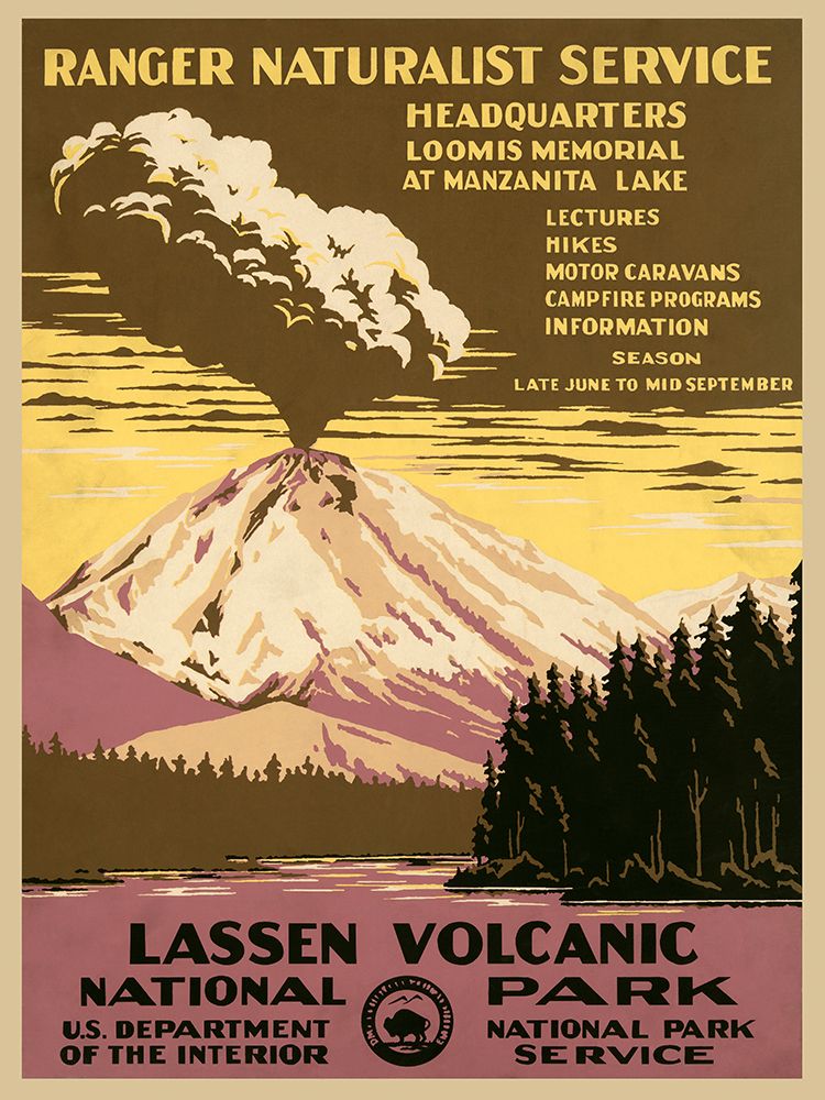 Lassen Volcanic National Park, ca. 1938 art print by C. Don (Chester) Powell for $57.95 CAD