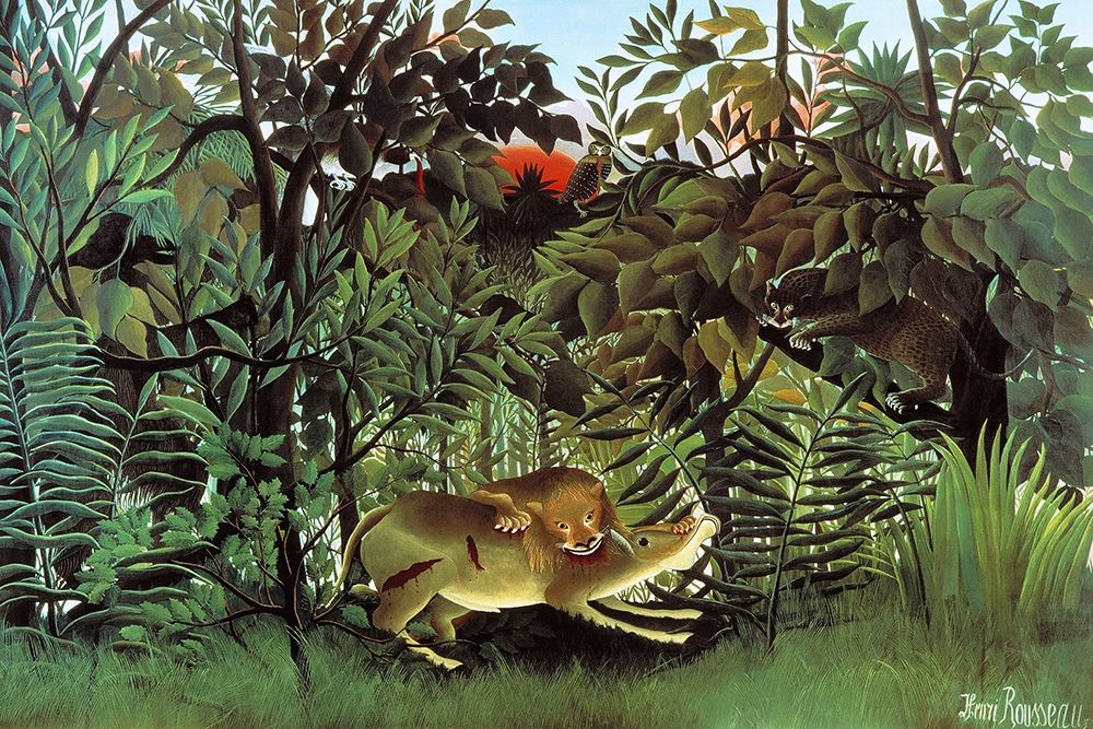 The Hungry Lion art print by Henri Rousseau for $57.95 CAD